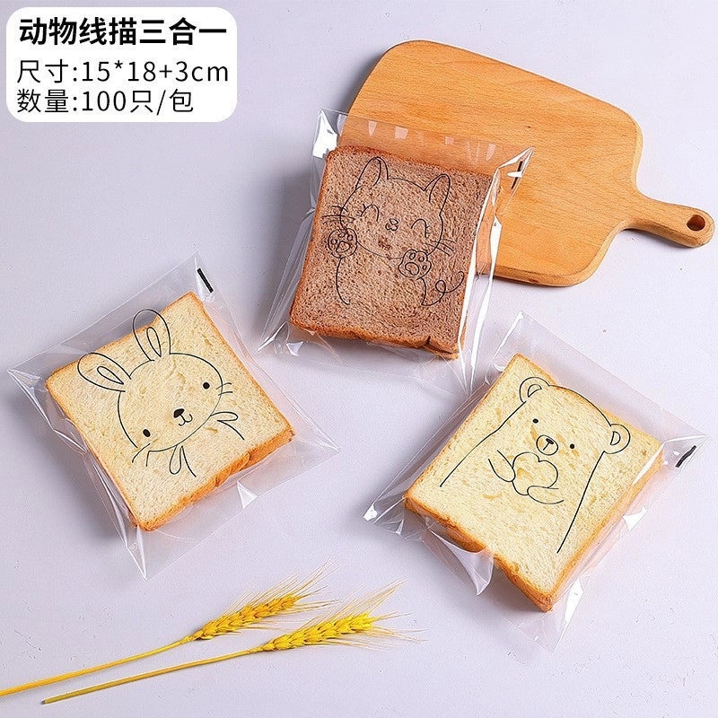 Disposable Sealed Bread Bags for Baking Food Packaging Oil-proof Paper Toast Sandwich Donut Cookie Bags|Kitchen Storage Bags