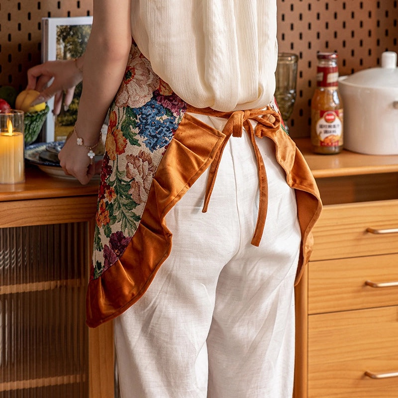 Floral Pattern Polyester Kitchen Apron for Cooking 1 Piece|Kitchen & Dining Accessories