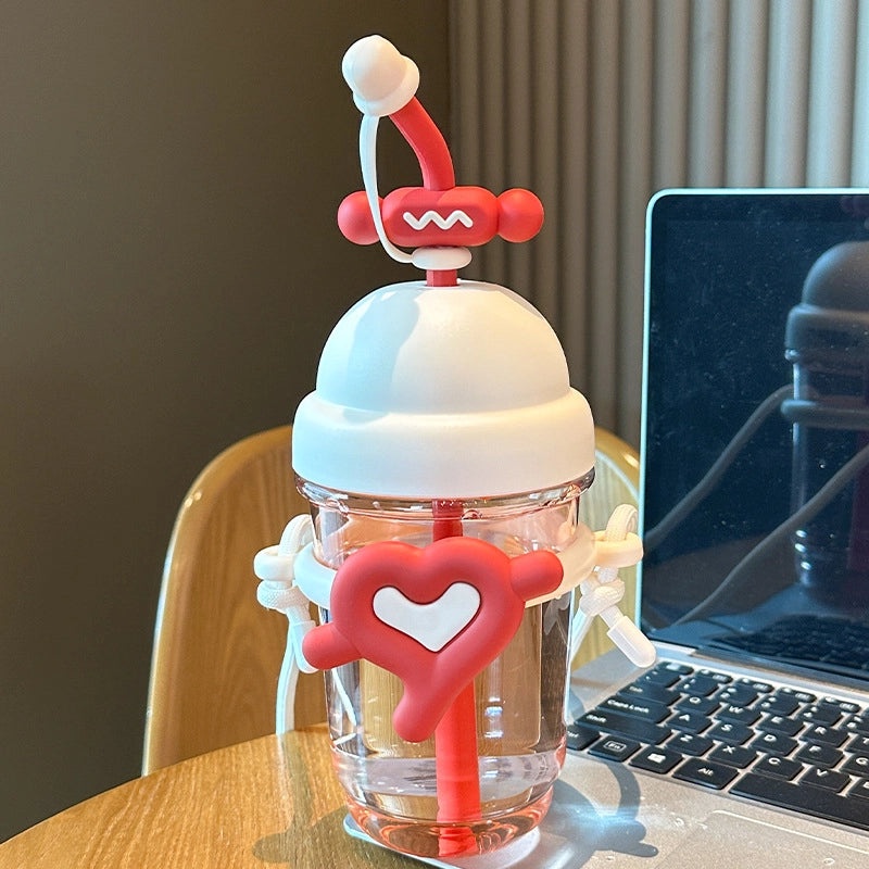 Adorable Red Heart Shaped Plastic Water Bottle Single Piece | Drinkware & Bottles