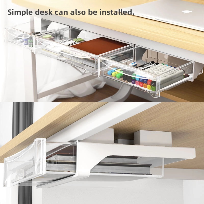 Invisible Under-Desk Drawer Storage Box for Study, Dorm, Bar & Computer Desk | Home & Office Storage Solutions