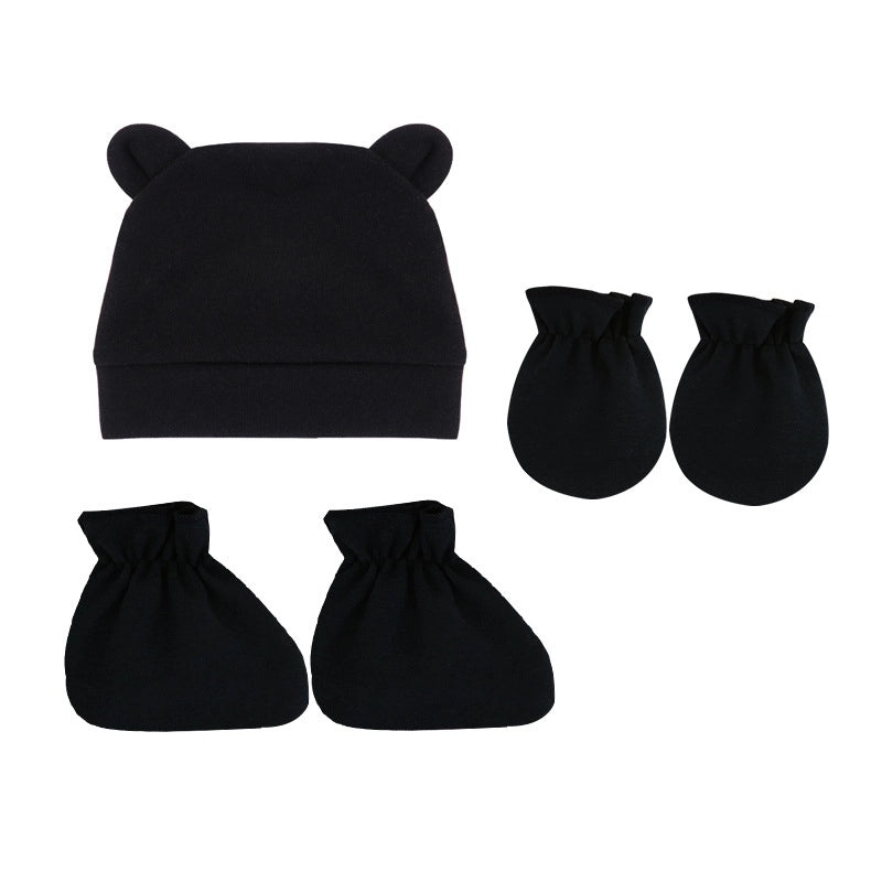 Newborn Baby 3 Piece Set Solid Color Hat Gloves and Foot Cover 0-3 Months|Baby Accessories