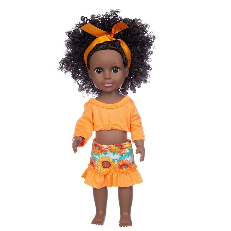 35cm Soft Rubber African Black Doll for Kids | Children's Toys