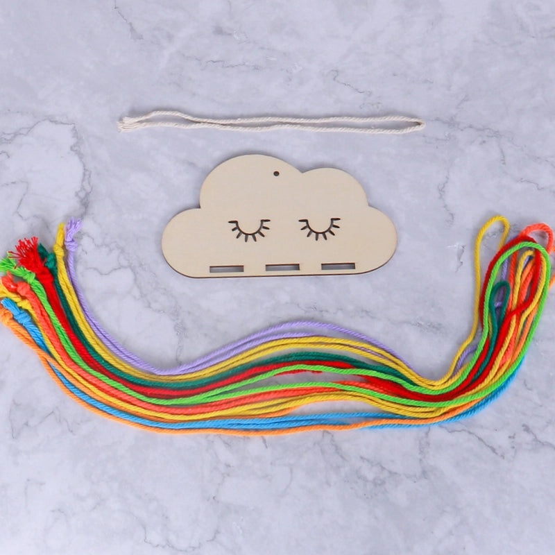 Nordic Style Cloud Wood Chip Hair Clip Holder with Decorative Wall Pendant | Hair Accessories Storage