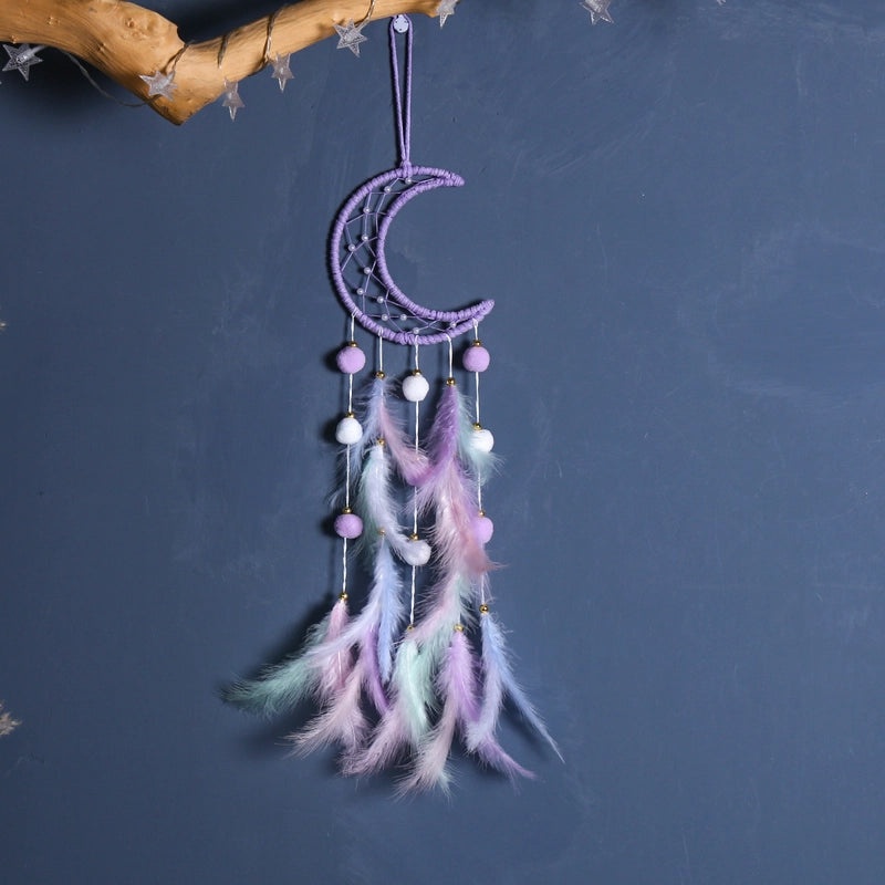 Minimalist Star Moon Cat Feather Dreamcatcher Decor for Home Wall Hanging|Home Decor & Accessories