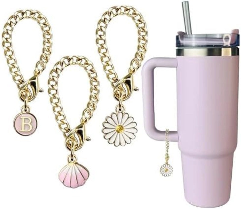 Stylish Letter Flower Shell Metal Keychain Pendant | Accessories & Keychains