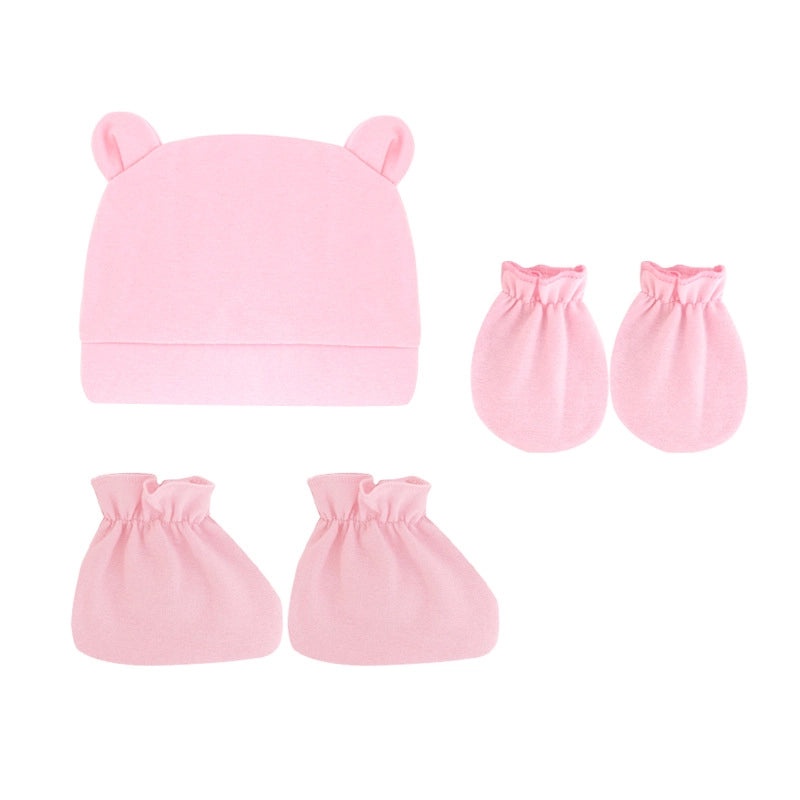 Newborn Baby 3 Piece Set Solid Color Hat Gloves and Foot Cover 0-3 Months|Baby Accessories