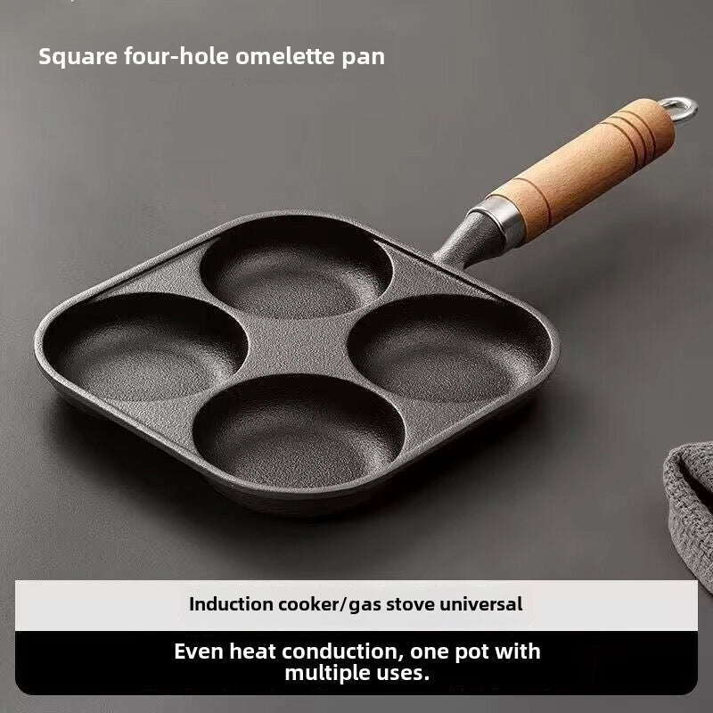 Cast Iron Omelette Pan Deep Non-Stick Egg Hamburger Mold Household Dumpling Pot|Kitchen Cookware