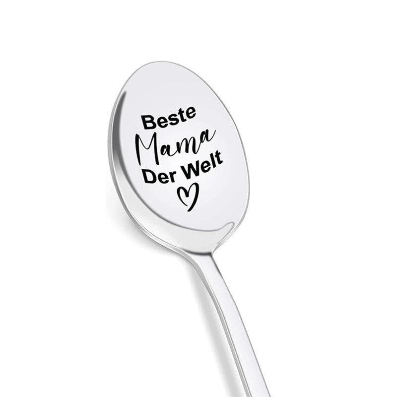 Trendy Engraved Stainless Steel Spoon|Kitchen Utensils & Dining Accessories