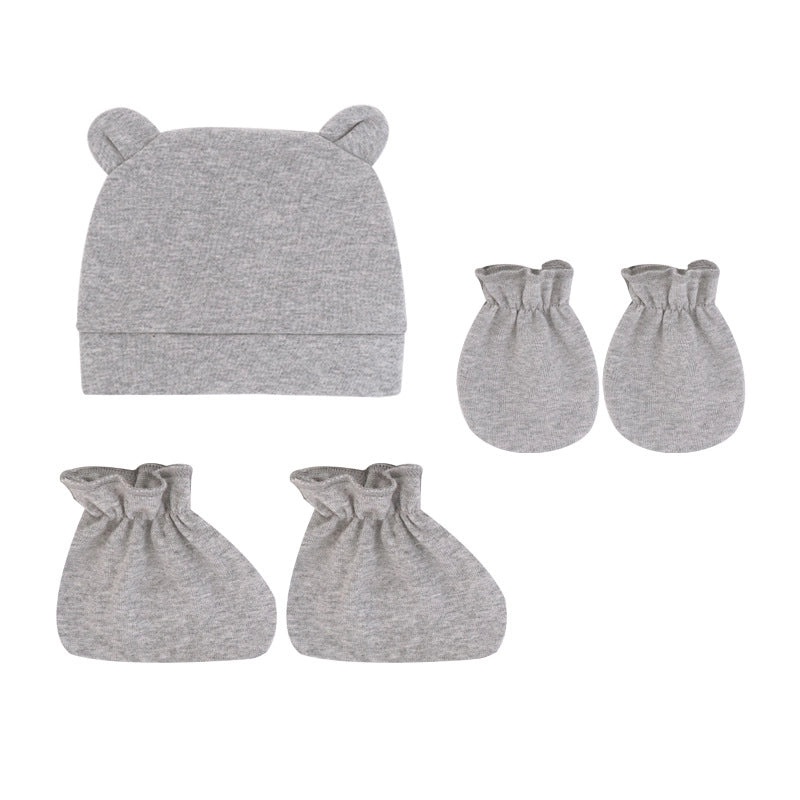 Newborn Baby 3 Piece Set Solid Color Hat Gloves and Foot Cover 0-3 Months|Baby Accessories