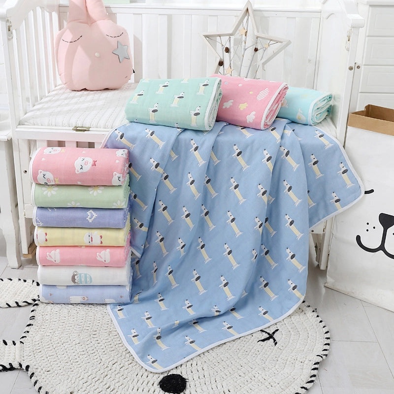 Soft Cotton Gauze Baby Bath Towel 110x110cm Wrap Jacquard Quilt Spring Summer|Baby Bath Towels & Quilts