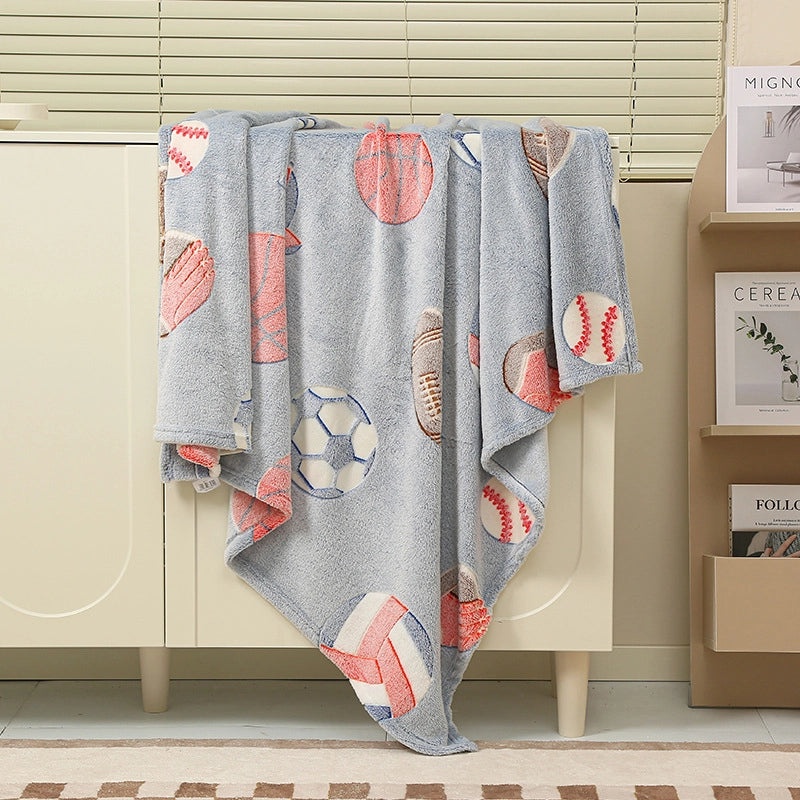 Adorable Dinosaur and Star Pattern Flannel Blanket for Cozy Bedding|Home & Living Bedding