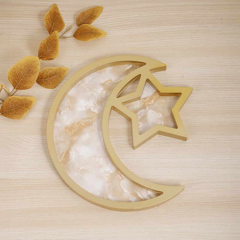 Minimalist Star and Moon Wooden Ornament - 1 Piece | Home Decor