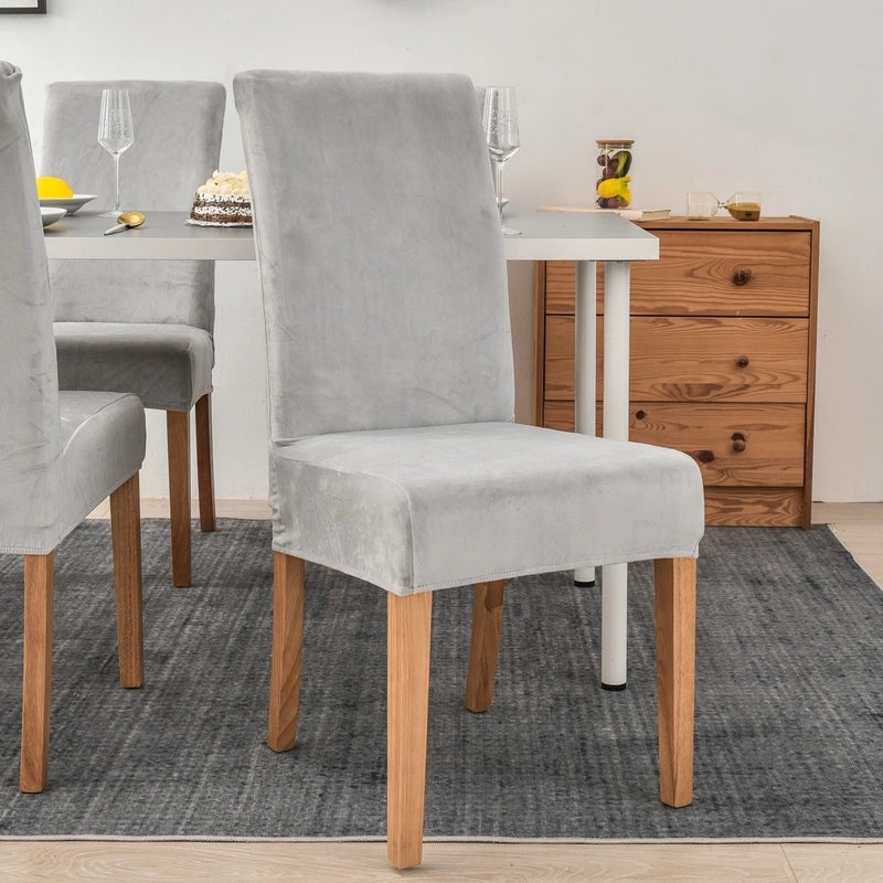 Gold Velvet Plush Chair Cover Elastic Slipcover for Dining Computer Seat Home Hotel Use|Home Decor Chair Covers