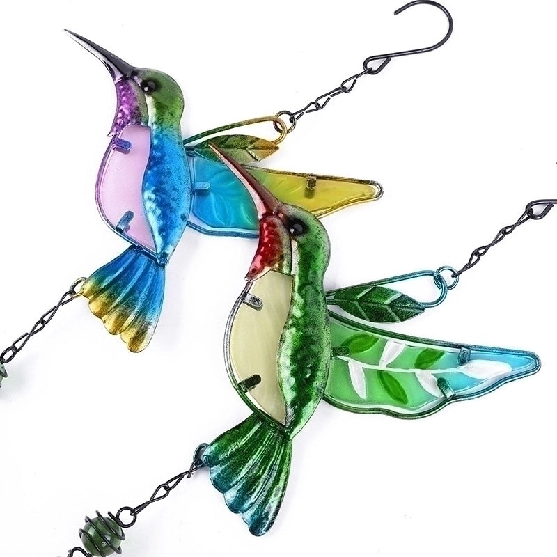 Bird Design Glass and Iron Wall Hanging Wind Chime | Home Decor & Garden Ornaments