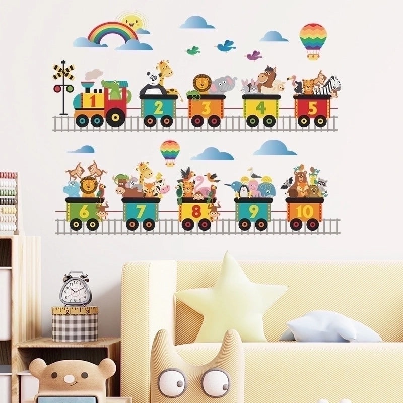 Adorable Animal Train PVC Wall Decal for Kids Room|Kids Room Decor