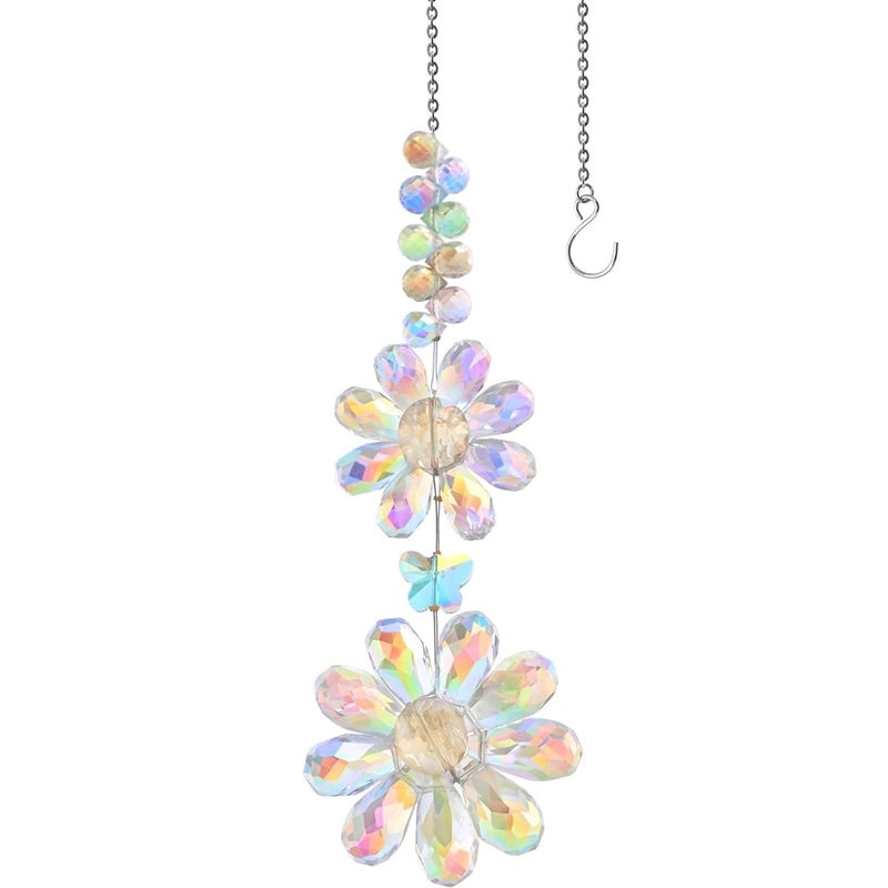 Sparkling Floral Crystal Suncatcher Wind Chime Decorative Wall Hanging | Home Decor