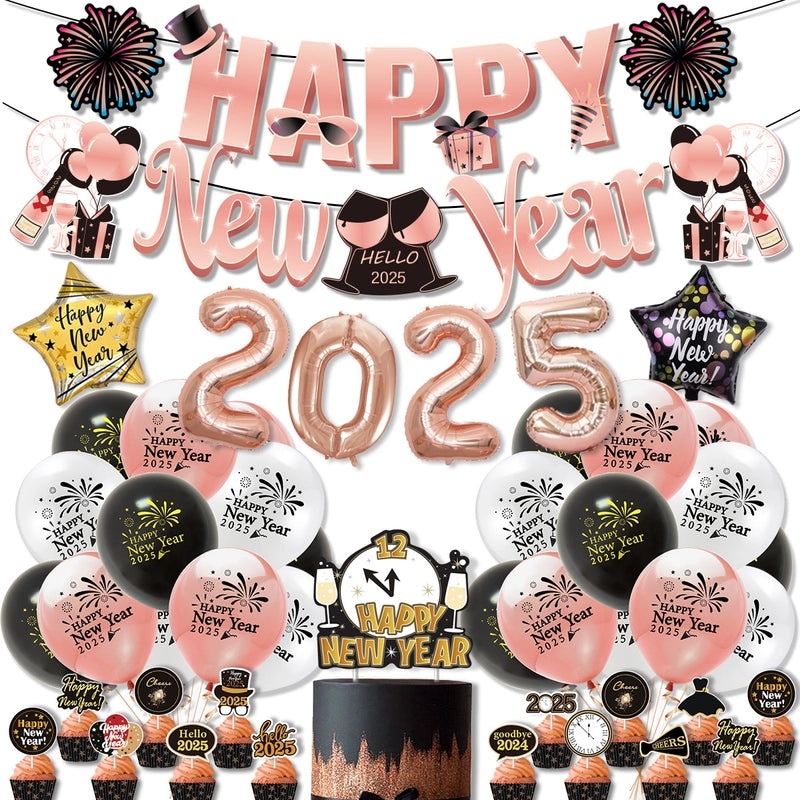 2025 New Year Minimalist Letter Emulsion Balloons for Holiday Party Decorations|Party Supplies & Decorations