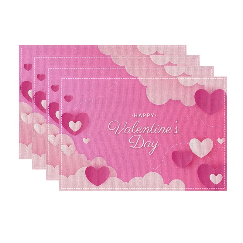Romantic Minimalist Heart Letter Linen Placemat for Valentine’s Day | Home Decor & Tableware