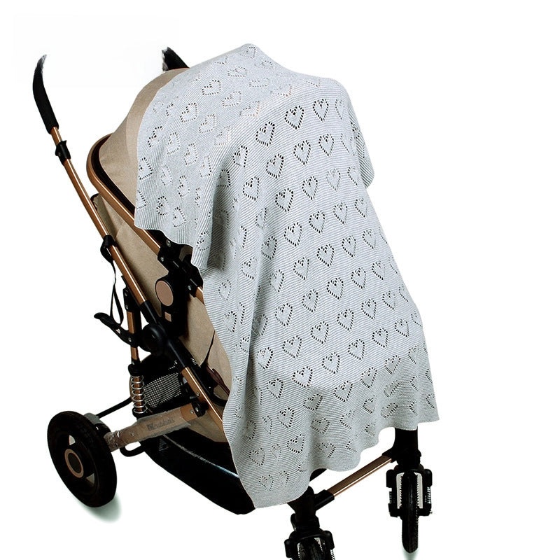Knitted Heart Pattern Baby Blanket Hollow Windproof Cover Soft Cozy Wrap|Baby Blankets & Swaddles