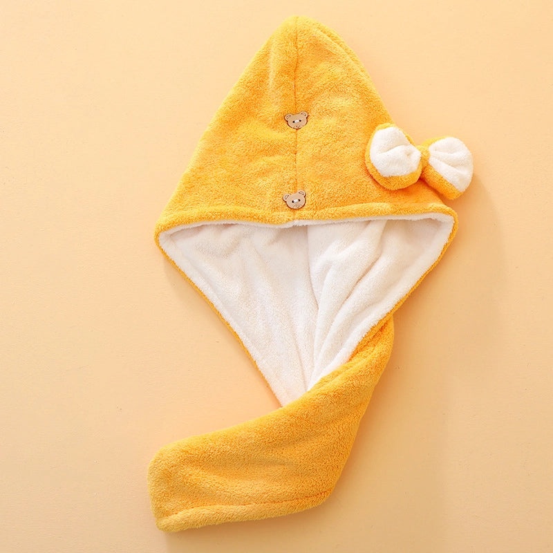 Thickened Double Bow Coral Fleece Hair Towel Wrap for Women | Hair Care Accessories