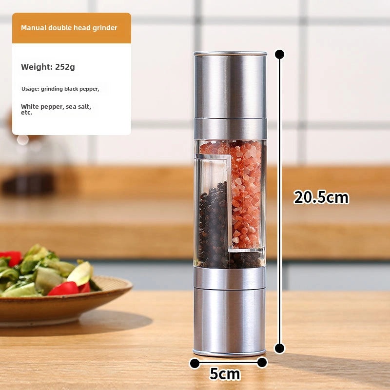 Manual Double-Headed Stainless Steel Salt and Pepper Grinder | Kitchen Tools