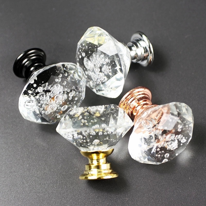 Transparent Crystal Diamond Single Hole Drawer Handle Small Cabinet Furniture Hardware|Cabinet Handles