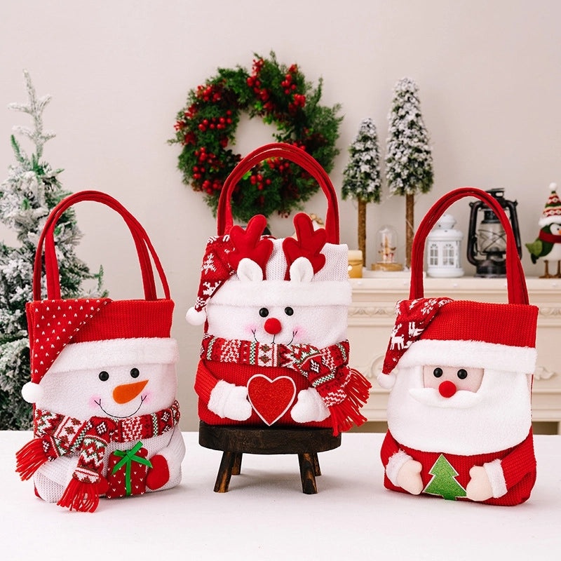 Nordic Christmas Santa Claus and Snowman Polyester Gift Bags | Holiday Party Supplies