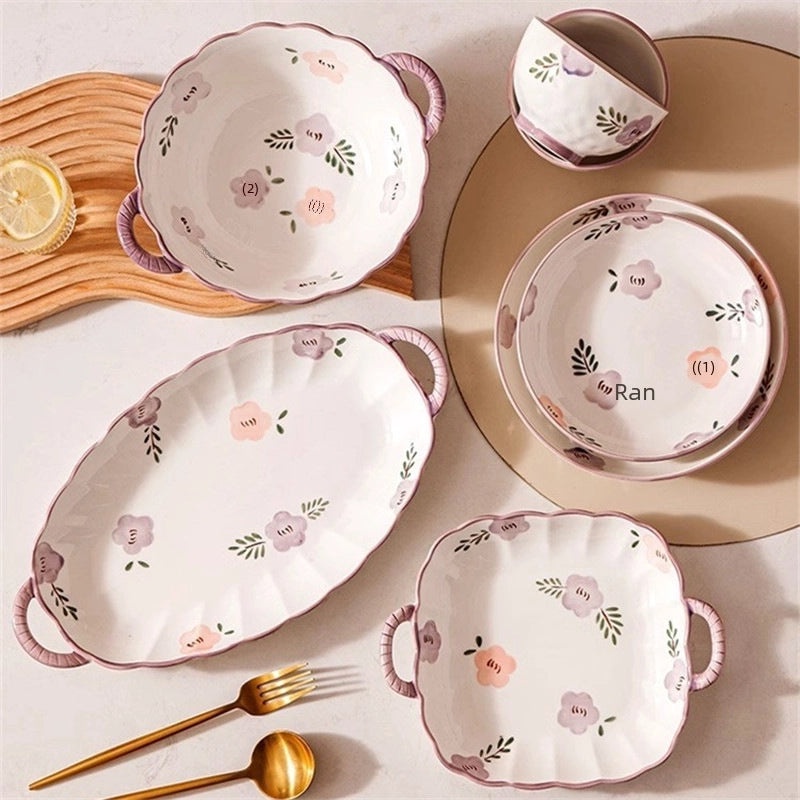 Purple Ceramic Bowl and Dish Set with Chopsticks | Kitchen & Dining