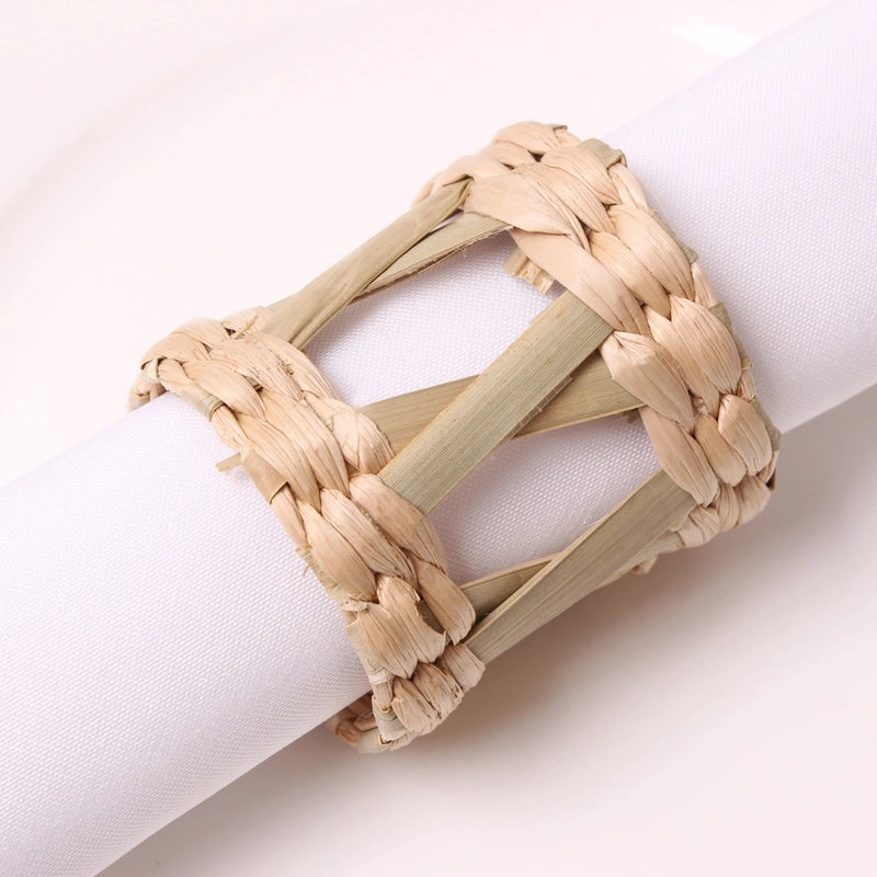 Natural Hemp Rope Napkin Rings - Set of 6 Casual Solid Color Holders | Home & Dining Table Accessories