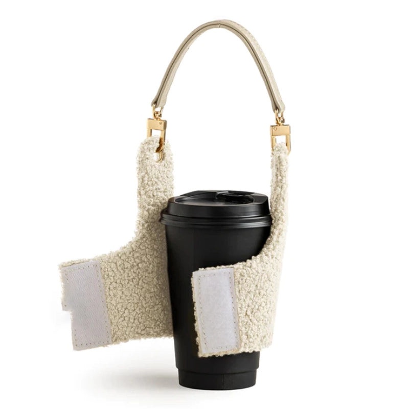 Cozy Solid Color Teddy Bear Plush Cup Sleeve 1pc | Drinkware Accessories