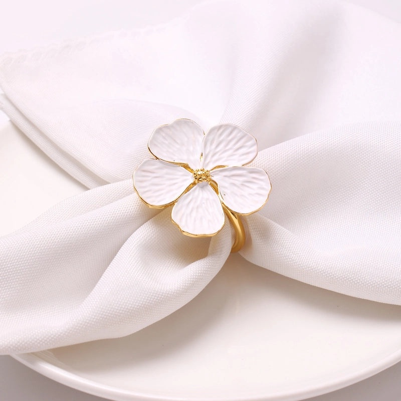 Vintage Floral Alloy Napkin Rings Set of 6 | Home Decor & Tableware Accessories