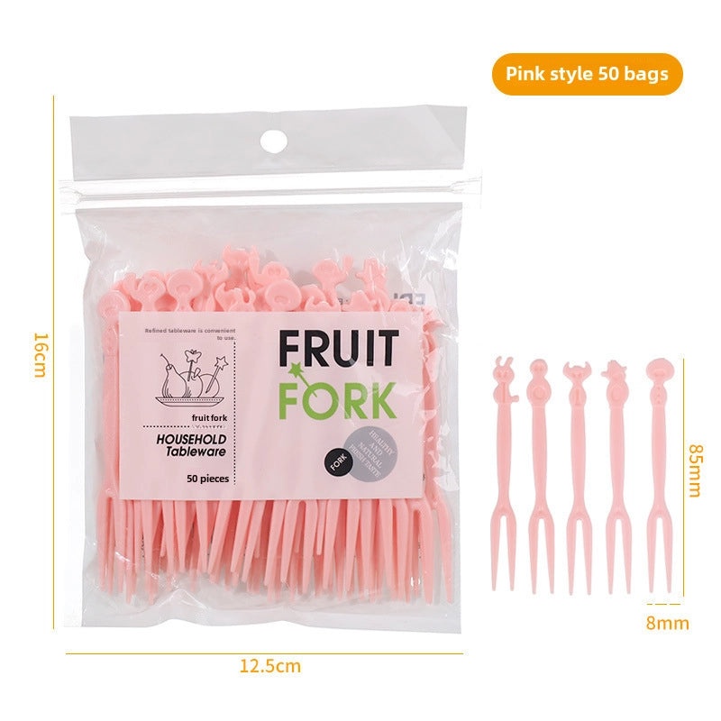 Disposable Two-Tooth Plastic Fruit and Dessert Forks Set for Household Snacks|Kitchen & Dining Accessories
