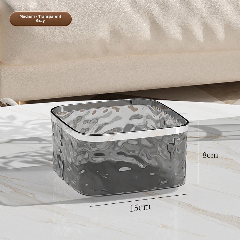 Mini Desktop Push-Open Trash Can Elastic Lid Sanitary Garbage Bin with Glacier Pattern for Car and Home Use|Home & Kitchen Storage