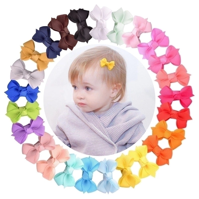 Classic Solid Color Baby Bow Hair Clips Set|Baby Accessories