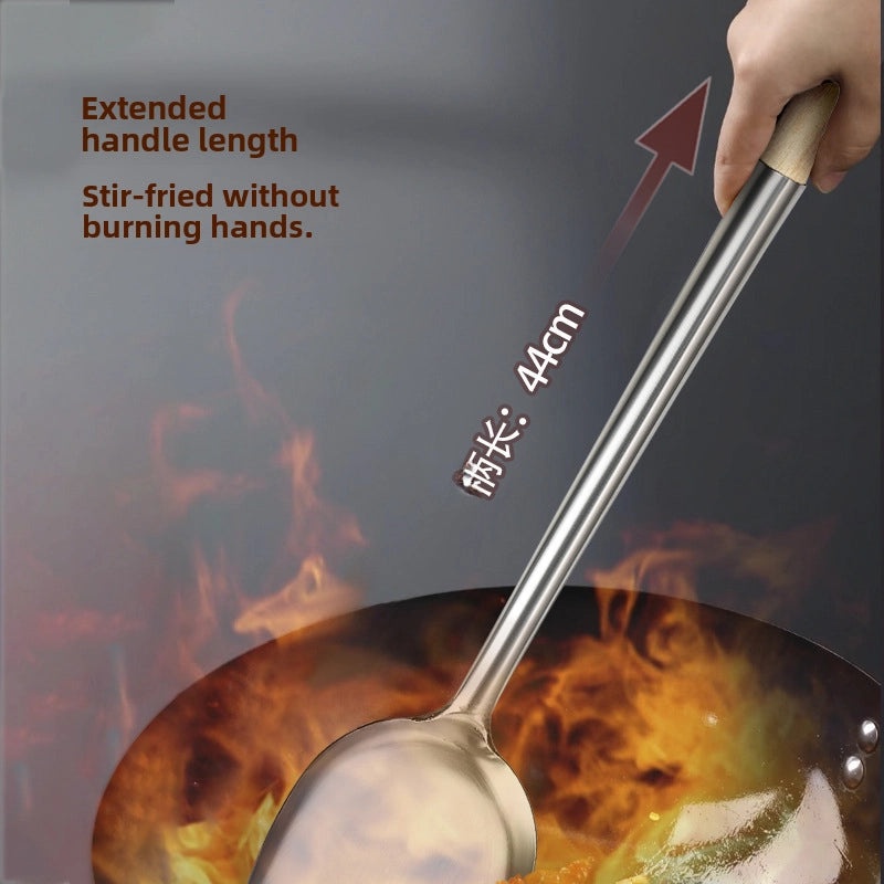 Stainless Steel Long Handle Spatula Chef Cooking Spoon Large Commercial Serving Porridge Spoon|Kitchen Utensils