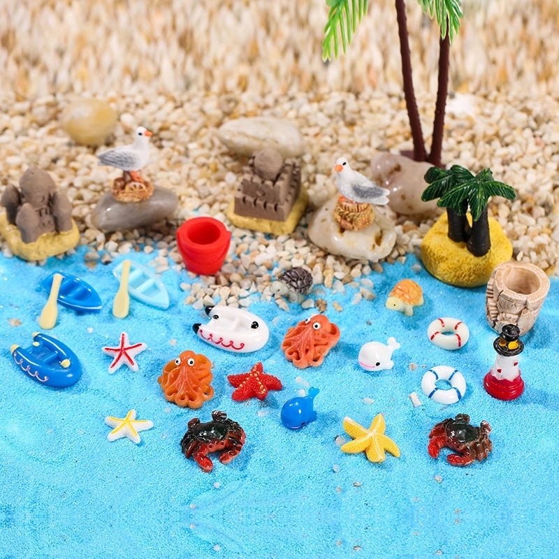 Cute Cartoon Style Castle Starfish Bird Resin Figurines|Home Decor Ornaments
