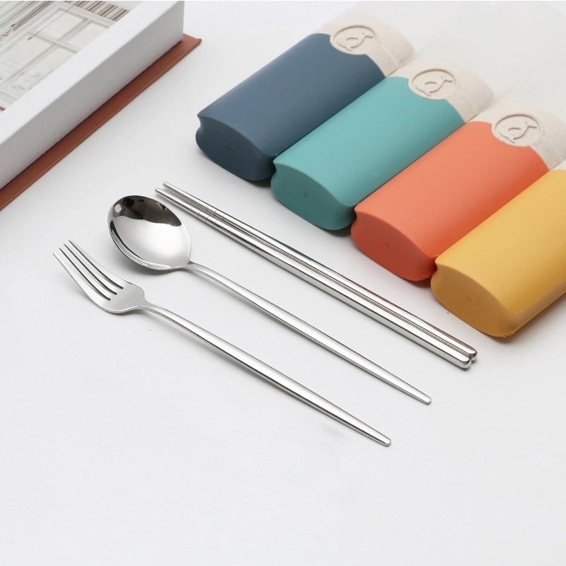 Retro Style Color Block Stainless Steel Fruit Spoon Knife Fork Set|Kitchen & Dining Cutlery Sets