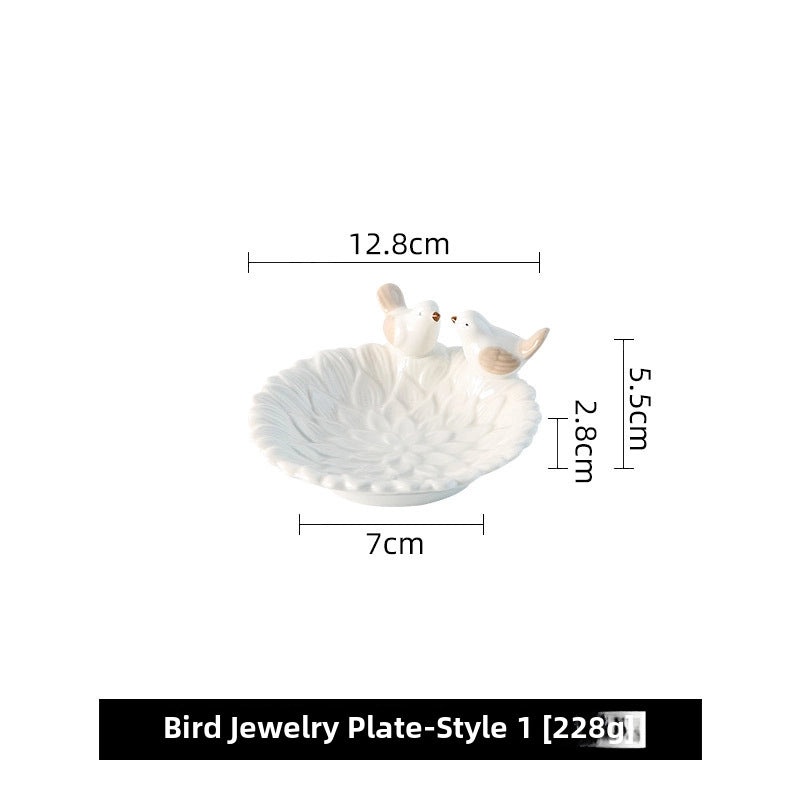 Ceramic Bird Jewelry Tray Cute Dim Sum Plate Creative Storage Rack Soap Dish Light Luxury Organizer|Jewelry Storage & Organization