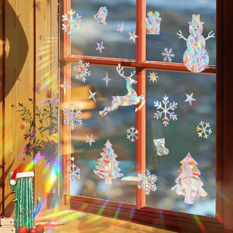 Christmas PVC Glass Window Decals Snowflake Tree Holiday Decor