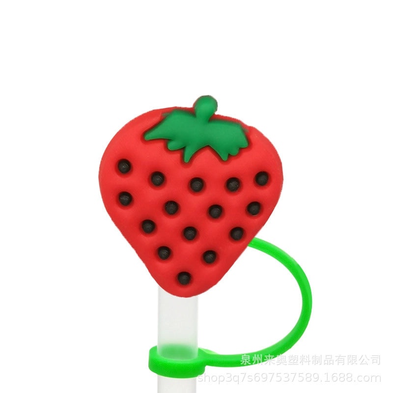 Cute Fruit Plant Silicone Straw Cap Dust Cover Personalized PVC Drink Straw Sleeve|Drinkware Accessories