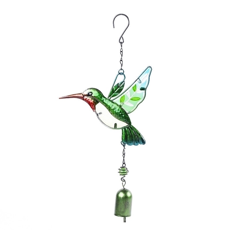Bird Design Glass and Iron Wall Hanging Wind Chime | Home Decor & Garden Ornaments