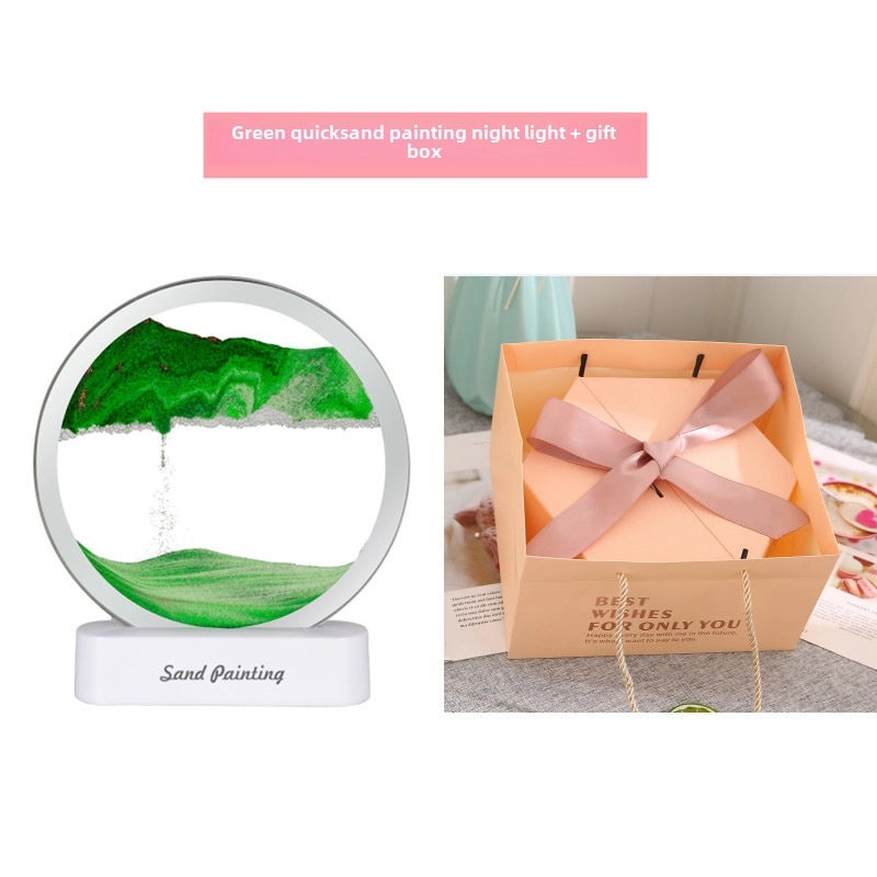 3D Quicksand Sand Painting Night Light USB Romantic Office Desk Lamp Gift|Home Decor Night Lights