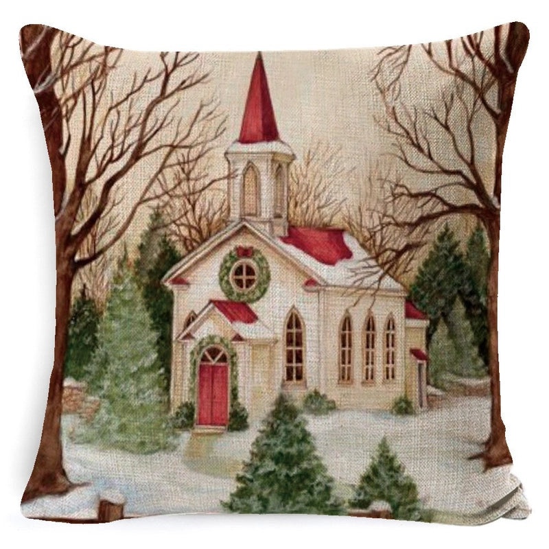 Christmas Linen Pillow Cover for Living Room Office Car Sofa Waist Cushion|Home Decor Cushions