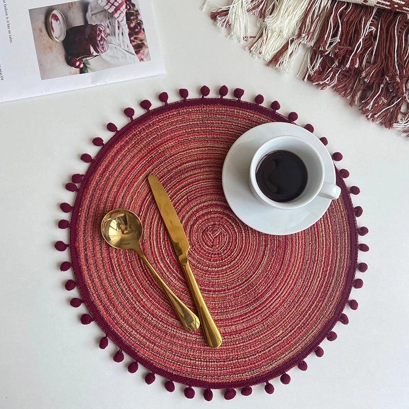 Stylish Solid Color Cotton Yarn Placemat Single Piece|Home & Kitchen Table Linens