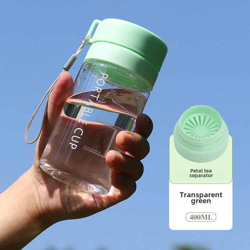 Large-capacity Outdoor Sports Water Bottle with Frosted Plastic Portable Rope Customizable Tea Drain Cup|运动水壶