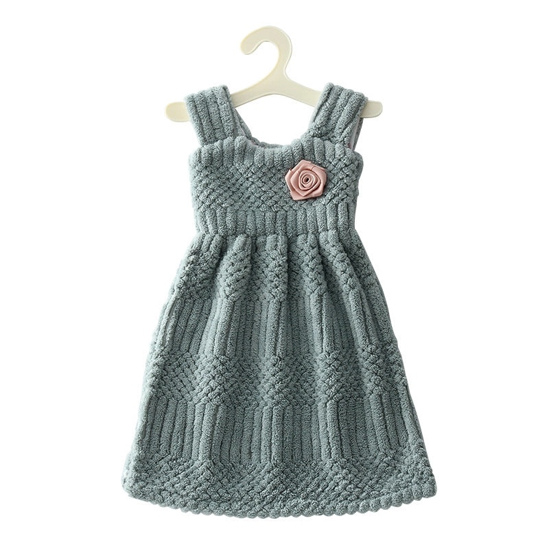 Soft Coral Fleece Hand Towel Thick Absorbent Cute Skirt Design with Hanger | Home & Living Towels