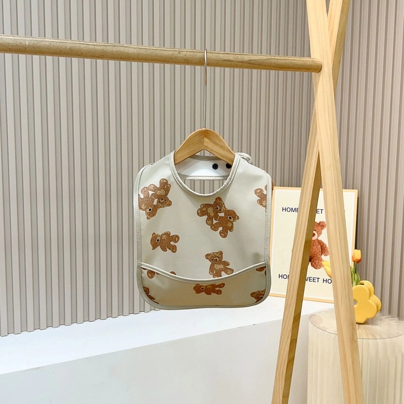 Waterproof Baby Bib with Cartoon Print Sleeveless PU Spit Bag Soft Infant Feeding Accessory|Baby Accessories