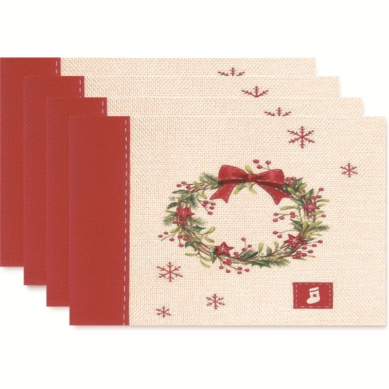 Nordic Christmas Tree Bow Knot Snowflake Linen Cotton Placemat|Home Decor & Tableware