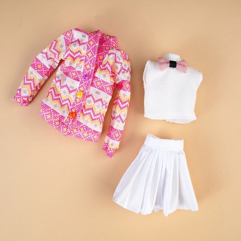 Winter Plush Vest Jacket and Skirt Set for 30CM 11 Inch Baby Doll | Doll Clothing