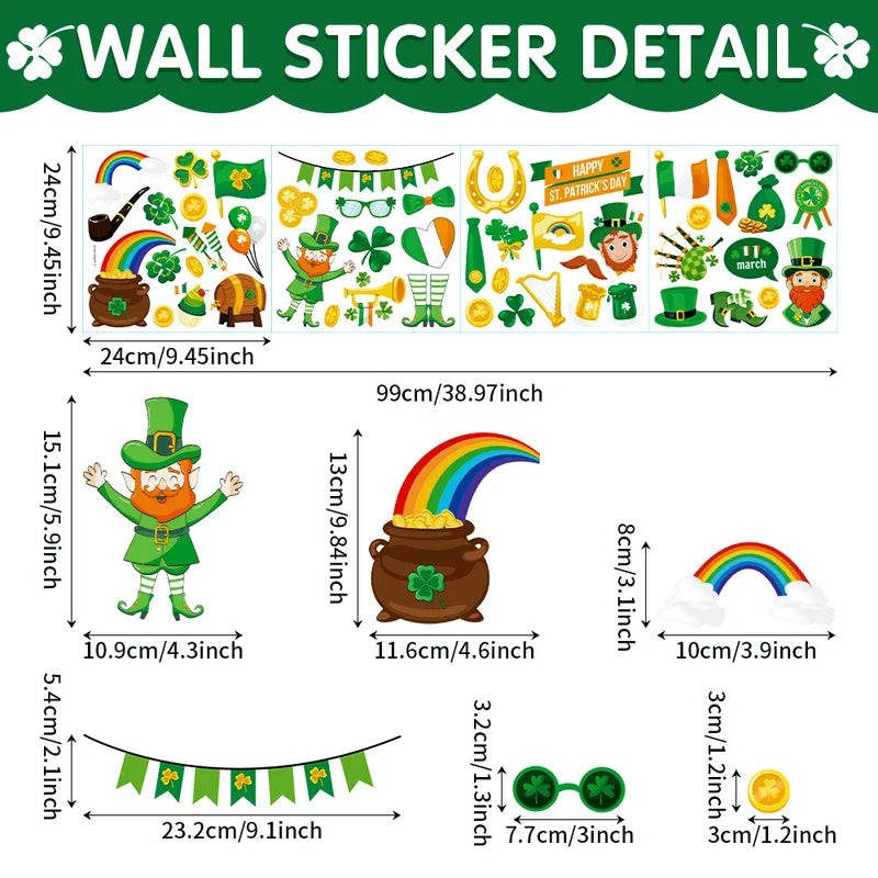 St. Patrick's Day Shamrock Cartoon PVC Wall Decor|Home Decor